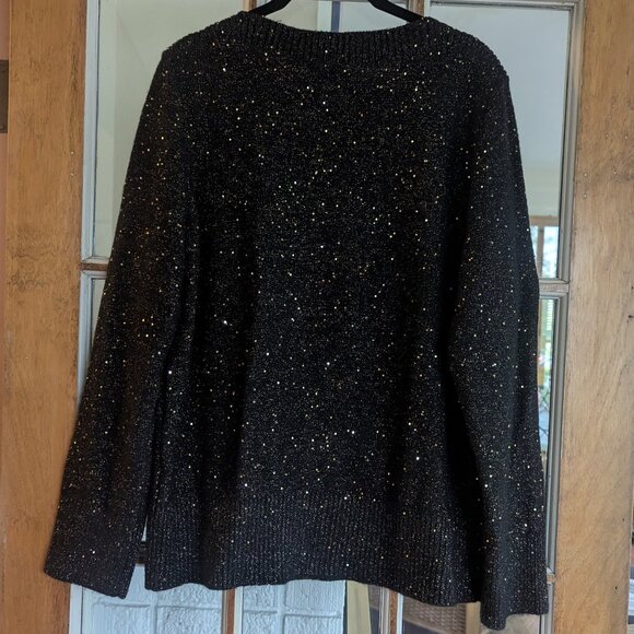 Ann Taylor LOFT Sweater. Brown with Gold Champagne Sparkles Size Large - Picture 2 of 16